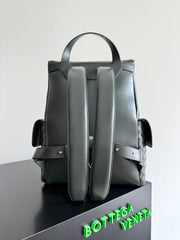 BOTTEGA VENETA 25S BACK TO SCHOOL BACKPACK 39 IN MUTED TEAL GRAY CALFSKIN