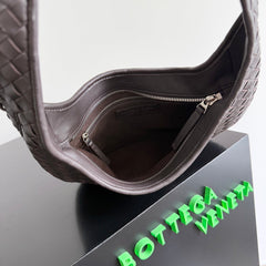 BOTTEGA VENETA 25S VENETO BAG 27 IN DARK BROWN CALFSKIN SILVER HARDWARE