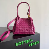 BOTTEGA VENETA 25S SMALL PARACHUTE 21 IN RASPBERRY PINK CALFSKIN GOLD HARDWARE