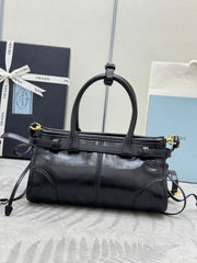 PRADA 25S BONNIE MINI HANDBAG 23 IN BLACK CALFSKIN GOLD HARDWARE