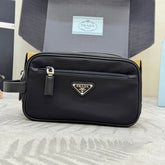 PRADA 25S CLUTCH BAG 22 IN BLACK NYLON SILVER HARDWARE