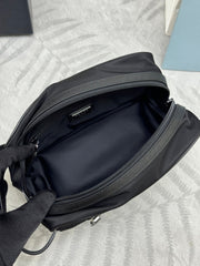PRADA 25S CLUTCH BAG 22 IN BLACK NYLON SILVER HARDWRE