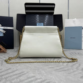 PRADA 25S ENCHAINE MINI BAG 22 IN WHITE CALFSKIN GOLD HARDWRE
