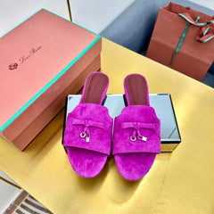 LP SANDALS 25S IN DARK PURPLE SUEDE WITH SILVER HARDWARE