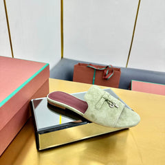 LP SANDALS 25S IN SAGE GREEN SUEDE WITH SILVER HARDWARE