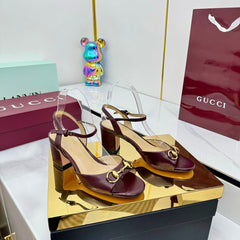 GG HEELED SANDALS 25S 65 MM IN DARK RED LAMBSKIN WITH GOLD HARDWARE