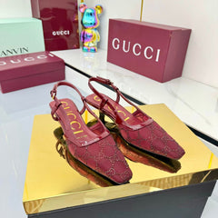 GG HIGH SLINGBACK 25S IN RED SEQUINED MESH FABRIC