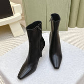 YSL 25S HEELED ANKLE BOOTS 75 MM IN BLACK LAMBSKIN