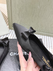 CHANEL 25S MARY JANE BALLET FLATS IN BLACK SILK SATIN