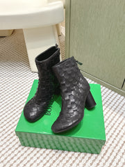 BOTTEGA VENETA 26S INTRECCIATO BOOTS 70 MM IN BLACK LAMBSKIN