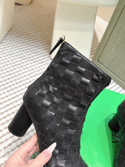 BOTTEGA VENETA 26S INTRECCIATO BOOTS 70 MM IN BLACK LAMBSKIN