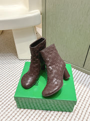 BOTTEGA VENETA 26S INTRECCIATO BOOTS 70 MM IN BROWN LAMBSKIN