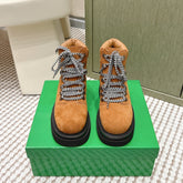 BOTTEGA VENETA 26S LUG ANKLE BOOTS IN BROWN SUEDE