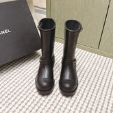 CHANEL 25S CALF-HIGH CHELSEA BOOTS IN BLACK CALFSKIN GOLD HARDWARE