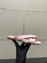 BOTTEGA VENETA 26S SANDALS IN LIGHT PINK CALFSKIN AND RAFFIA