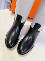 HM 25S JUMPING BOOT IN BLACK LAMBSKIN AND GREY CANVAS WITH SILVER HARDWARE