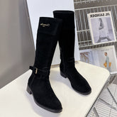 DIOR 25S BLACK HIGH BOOTS IN BLACK SUEDE