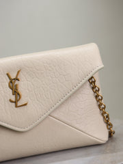 YSL 25S CALYPSO MINI 19 IN BLANC VINTAGE LAMBSKIN GOLD HARDWARE