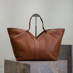 YSL 25S Y TOTE 50 IN CARAMEL CALFSKIN GOLD HARDWARE