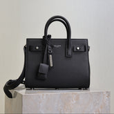 YSL 25S SAC DE JOUR 22 IN BLACK GRAINED CALFSKIN SILVER HARDWARE