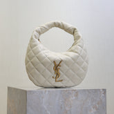 YSL 25S ICARINO 17 IN WHITE QUILTED CALFSKIN GOLD HARDWARE