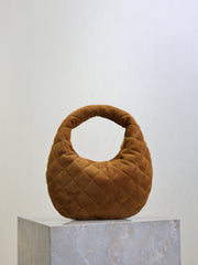 YSL 25S ICARINO MINI 17 IN CARAMEL QUILTED SUEDE GOLD HARDWRE