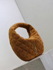 YSL 25S ICARINO MINI 17 IN CARAMEL QUILTED SUEDE GOLD HARDWRE