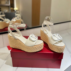 VLTN ESPADRILLE WEDGE SANDALS 25S 90 MM IN WHITE LAMBSKIN STYLE 12