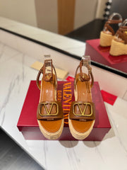 VLTN ESPADRILLE WEDGE SANDALS 25S 90 MM IN BROWN LAMBSKIN STYLE 4