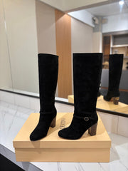 VALENTINO 25S GARAVANI PATTIE KNEE-HIGH BOOTS 80 MM IN BLACK SUEDE