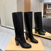 VALENTINO 25S GARAVANI PATTIE KNEE-HIGH BOOTS 80 MM IN BLACK CALFSKIN