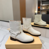 VALENTINO 25S PATTIE ANKLE BOOTS IN WHITE CALFSKIN WITH GOLD HARDWARE
