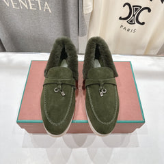 LP 25S SUMMER CHARMS WALK LOAFERS IN DARK OLIVE SUEDE AND FLEECE