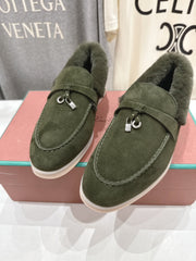 LP 25S SUMMER CHARMS WALK LOAFERS IN DARK OLIVE SUEDE AND FLEECE