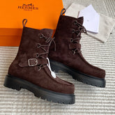 HM 25S ANKLE BOOTS IN DARK BROWN SUEDE