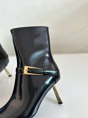 LEE BOOTIES IN BLACK GLAZED CALFSKIN