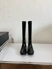 HUNT BOOTS IN BLACK GLAZED CALFSKIN