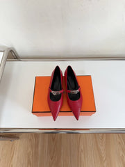 KIARA FLAT PUMP IN RUBY RED CALFSKIN