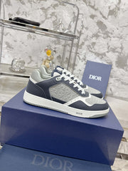 DIOR 25S B27 UPTOWN LOW-TOP SNEAKERS IN DARK BLUE MIX GREY CALFSKIN STYLE 2