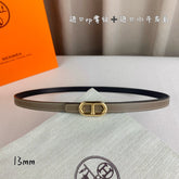 HM MAILLON H BELT BUCKLE & REVERSIBLE COFFEE BROWN LEATHER STRAP 13 MM SILVER HARDWARE