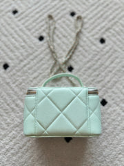 CHANEL 25S VANITY BAG 17 IN MINT GREEN CAVIAR LEATHER