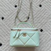 CHANEL 25S VANITY BAG 17 IN MINT GREEN CAVIAR LEATHER
