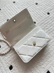 CHANEL 25S MINI FLAP BAG 19 IN WHITE CAVIAR LEATHER