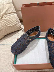 FLAT SHOES 25 IN DARK BLUE MESH FABRIC
