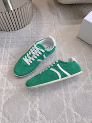 CELINE 25S JOGGER LOW LACE UP SNEAKER IN DEEP TEAL CALFSKIN AND SUEDE