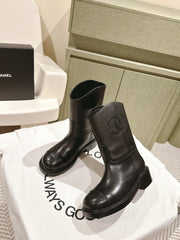 CC SHORT BOOTS BLACK CALFSKIN