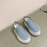 THICK-SOLED ELASTIC BACKLESS SHOES GRANNY SMITH BLUE SHINY CALFSKIN