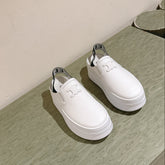 THICK-SOLED ELASTIC BACKLESS SHOES WHITE SHINY CALFSKIN