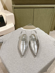 ALAIA SLINGBACK 25S IN SILVER PATENT LEATHER