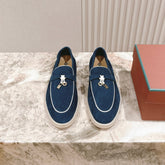 LP LOAFERS 25S IN STEEL BLUE SUEDE WITH SILVER HARDWARE